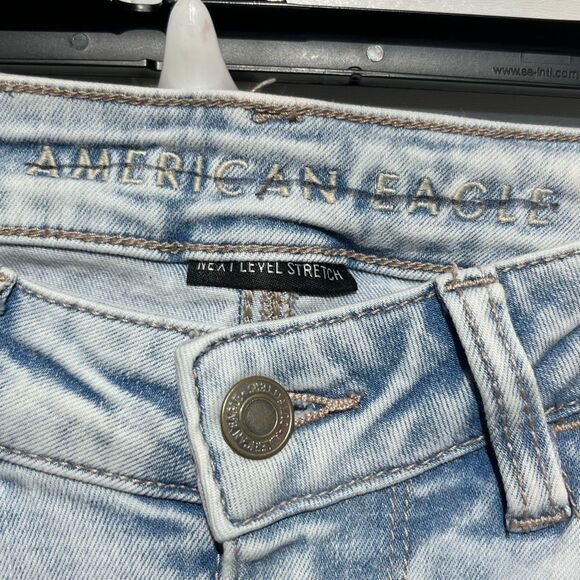 American Eagle Outfitters Women's Blue Denim Distressed Skinny Jeans Size 4 - Picture 7 of 10